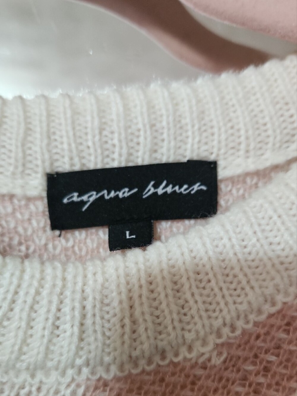 Agnes Blues Cream Sweater with Blush Pink Smiley Motifs - Picture 2 of 5